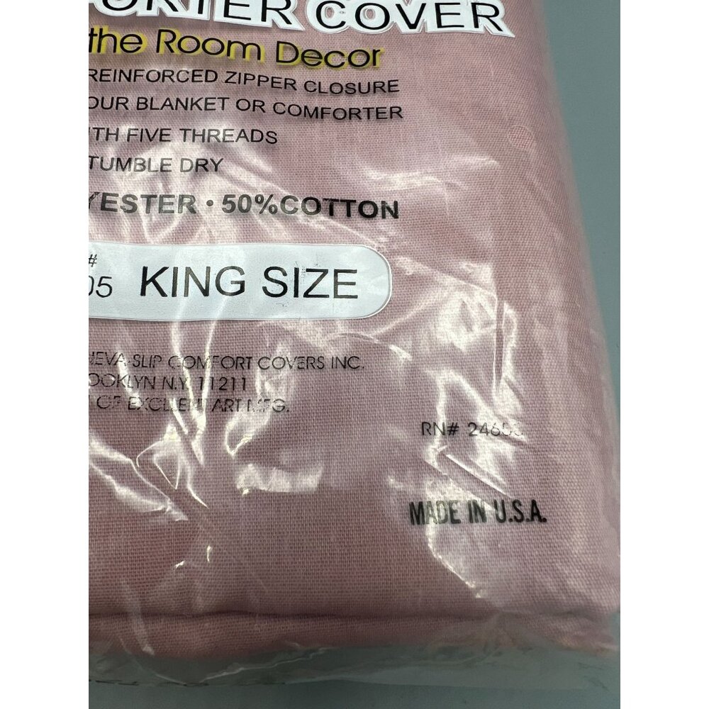 New Vtg 80s King Size Duvet Slip-in Blanket Comforter Cover Quilt Rose Pink - Picture 6 of 7